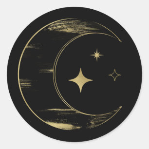 ブラック&ゴールド 天体 月 星 結婚式 ラウンドシール