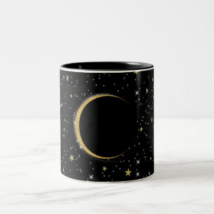 ブラック&ゴールド 天体 月 魔法 ルナ スター ツートーンマグカップ