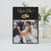 ブラック+ゴールド+私たち+結婚指輪+ 招待状 (スタンド正面)