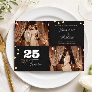 ブラック&ゴールド 結婚記念日 フォトコラージュ 招待状