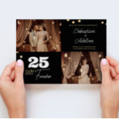 ブラック＆ゴールド 結婚記念日 フォトコラージュ 招待状