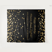 ブラック＆ゴールド 100歳の誕生日 フォトブース 背景シート タペストリー (正面(横))