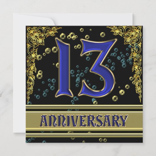 ブラック&ゴールド 13周年パーティー 招待状 (正面)