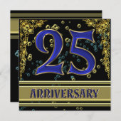 ブラック＆ゴールド 25周年パーティー 招待状 (正面/裏面)