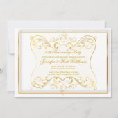 ブラック + ゴールド 50周年記念 ゴールド スワール フォト 招待状 (裏面)