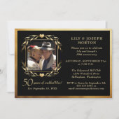 ブラック&ゴールド 50周年 結婚記念写真 招待状 (正面)