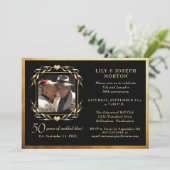 ブラック&ゴールド 50周年 結婚記念写真 招待状 (スタンド正面)