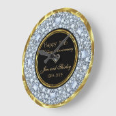 ブラック＆ゴールド 50周年 結婚記念日 ラージ壁時計 (傾斜)