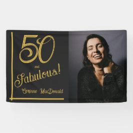 ブラック＆ゴールド 50歳の誕生日おめでとう 50歳とファビュラスな誕生日パーティー 横断幕