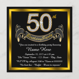 ブラック ゴールド 50歳の誕生日パーティー 招待状
