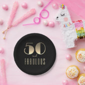 ブラック ゴールド 50歳の誕生日 ペーパープレート (パーティー)