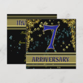 ブラック＆ゴールド 7周年パーティー 招待状 (正面/裏面)