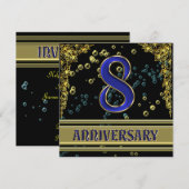 ブラック&ゴールド 8周年パーティー 招待状 (正面/裏面)