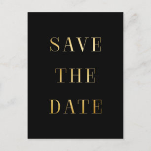 ブラック＆ゴールド SAVE THE DATE 現代風 ポストカード