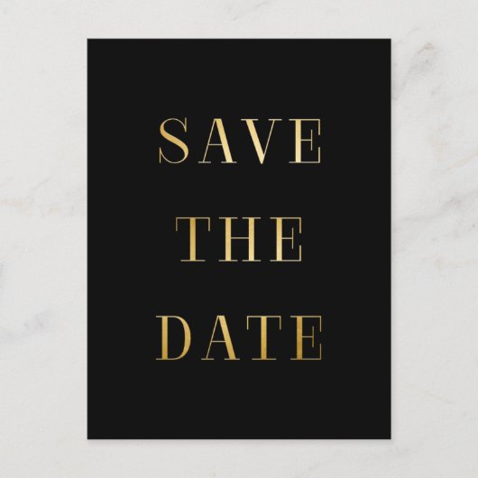 ブラック＆ゴールド SAVE THE DATE 現代風 ポストカード (正面)
