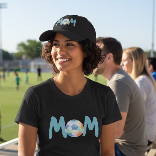 ブラック サッカー お母さん 母の日 水彩画 Tシャツ