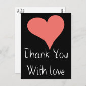「ブラック・サンキューピンクハートラブ ポストカード (正面/裏面)