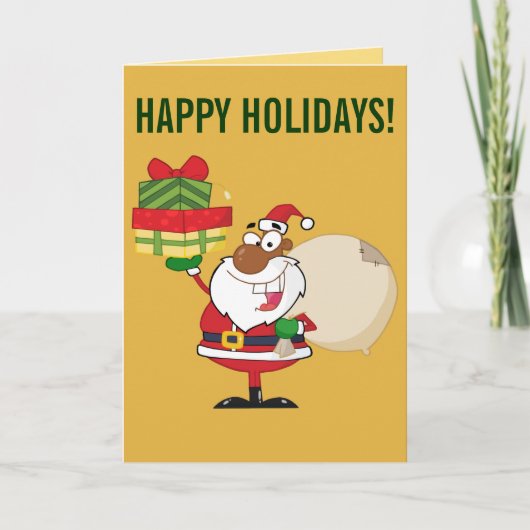 ブラック・サンタ・ウィズ・ギフト シーズンカード (正面)