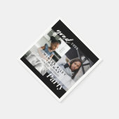 ブラック・ザモダンン&ナウ2人の写真卒業パーティー スタンダードカクテルナプキン (角)