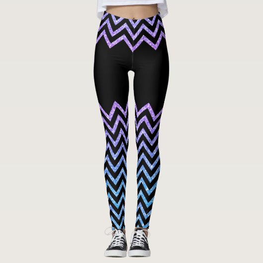 ブラック&シェフカラフルロングリッターテクスチャ レギンス (正面)