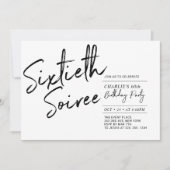 ブラック | シックスティ ソワレ モダン 60歳の誕生日パーティー 招待状 (正面)