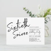 ブラック | シックスティ ソワレ モダン 60歳の誕生日パーティー 招待状 (スタンド正面)