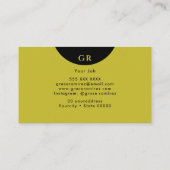 ブラック | シックフェイク金ゴールドグリッターモノグラム 名刺 (裏面)