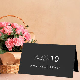 ブラック シック モノグラム ゲスト名 ウェディング プレイス カード