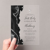 ブラック・シルバーが最初の聖餐式を上げる アクリル招待状 (インサイチュ (ポータブル))
