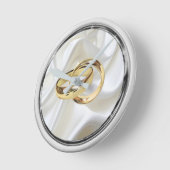 ブラック&シルバーのアイボリーシルク結婚のギフトクロック ラウンド壁時計 (傾斜)