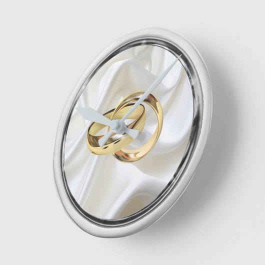 ブラック&シルバーのアイボリーシルク結婚のギフトクロック ラウンド壁時計 (傾斜)