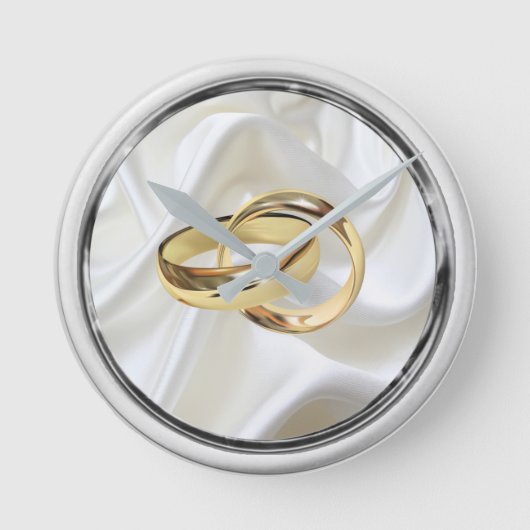 ブラック&シルバーのアイボリーシルク結婚のギフトクロック ラウンド壁時計 (正面)