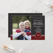 ブラック＆シルバーのエレガンス - 結婚25周年 カード (正面/裏面インサイチュ)