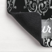 ブラック&シルバーのダマスク マウスパッド (コーナー)