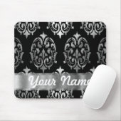 ブラック&シルバーのダマスク マウスパッド (マウス)