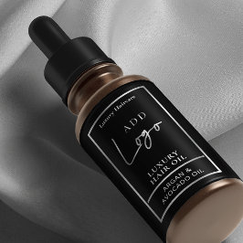 ブラック&シルバーのロゴヘア油ドロッパーボトルラベル ラベル