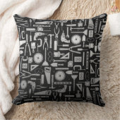 ブラック&シルバーのワークショップツール クッション (ブランケット)