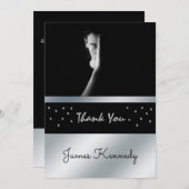 ブラック&シルバーの卒業式 招待状 (正面/裏面)