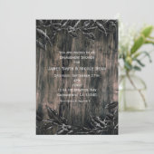 ブラック＆シルバーの葉 ダークエレガンス 招待状 (スタンド正面)