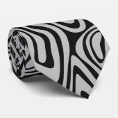 ブラック&シルバーめまい抽象芸術 ネクタイ (ロール)