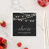 ブラック&シルバーエレガントライトアダルトバースデーパーティー スタンダードカクテルナプキン (インサイチュ)