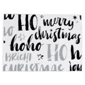 ブラック&シルバークリスマスワード文字アートかわいいアステス ラージペーパーバッグ (裏面)