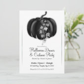 ブラック&シルバーグラムパンプキンハロウィンディナーパーティー 招待状 (スタンド正面)