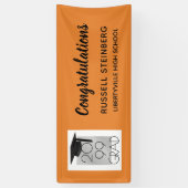 ブラック&シルバーグラード | 編集可能な色 | 卒業 横断幕 (縦)