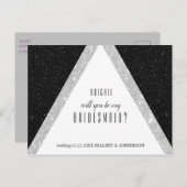 ブラック&シルバーグリッターの花嫁頼家 案内ポストカード (正面/裏面)