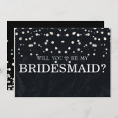 ブラック・シルバーグリッターは私の花嫁になる 招待状 (正面/裏面)