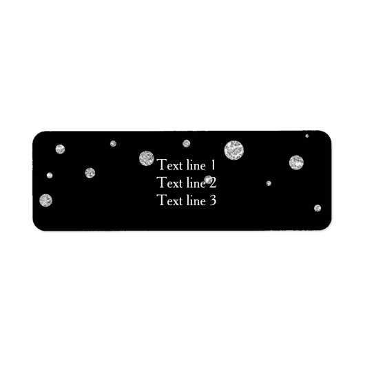 ブラック&シルバーグリッターエレガントなウェディングパーティー ラベル (正面)