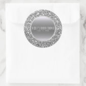 ブラック&シルバーグリッターグラムエレガントなウェディングフリット ラウンドシール (バッグ)