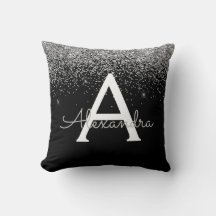 ブラック&シルバーグリッターグラムモノグラム名