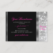 ブラック&シルバーグリッタースターズダイヤモンドピンクフォント 名刺 (裏面)